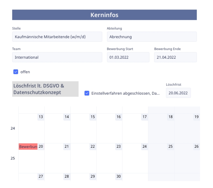 Feature: Löschfristen